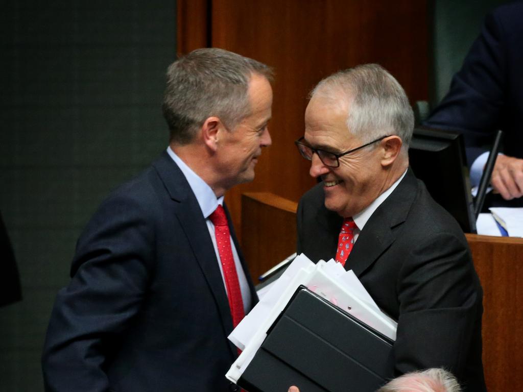 Old political foes Bill Shorten and Malcolm Turnbull have united over the Capitol riots. Picture: Ray Strange.