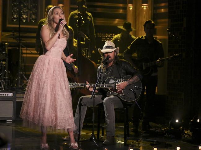 Miley and Billy Ray Cyrus shot to fame playing the father and daughter duo on Hannah Montana. Picture: Getty Images