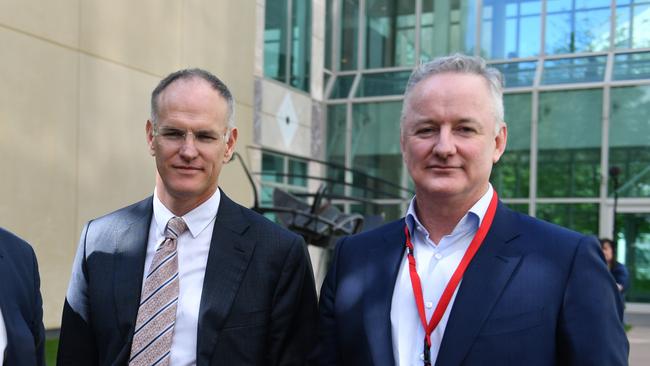 News Corp Australasia executive chairman Michael Miller and Nine Entertainment CEO Hugh Marks have backed reforms to police tech giants. Picture: AAP