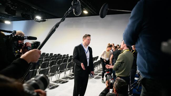 SpaceX, X and Tesla CEO Elon Musk at a UK Artificial Intelligence Safety Summit. Picture: Leon Neal / AFP.