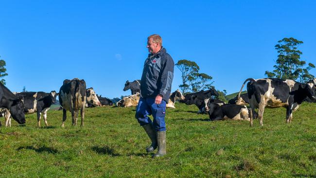 Darren Fielding is a third generation dairy farmer from South Riana that have been supplying Cadbury milk for many years. Cadbury's this year will celebrate their 100th year of manufacturing chocolate in Australia. Picture: Simon Sturzaker