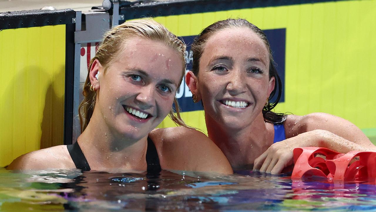 Ariarne Titmus and Lani Pallister. Photo by Chris Hyde/Getty Images.