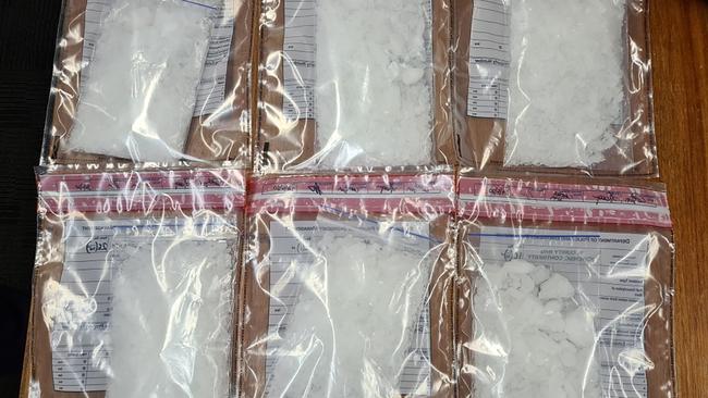 Tasmania Police supplied this image of the drug ice allegedly found in mail packages.