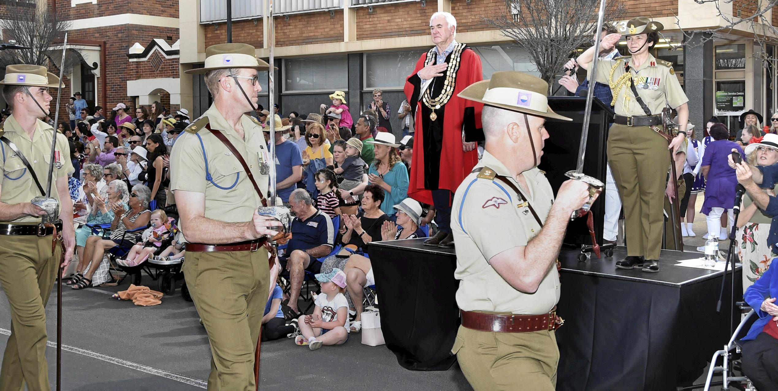 TRC Mayor Paul Antonio and Major General Katherine Campbell . Visitors to the 70th Carnival of Flowers were treated to a Freedom of the City ceremony.  Carnival of Flowers 2019: Freedom of the City. September 2019. Picture: Bev Lacey