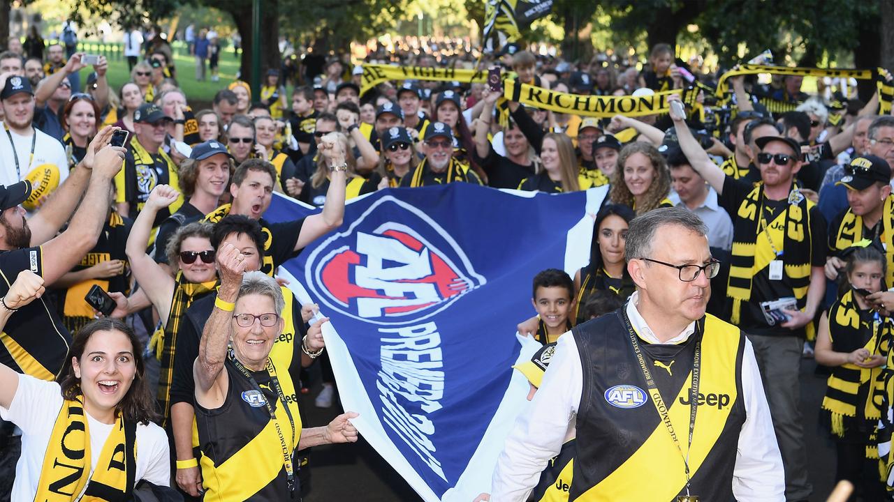 The Tigers unveiled their flag in Round 1, two years ago. Picture: Getty Images