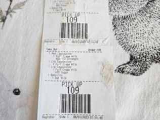 Christine left a message at the bottom of her receipt. Picture: Supplied