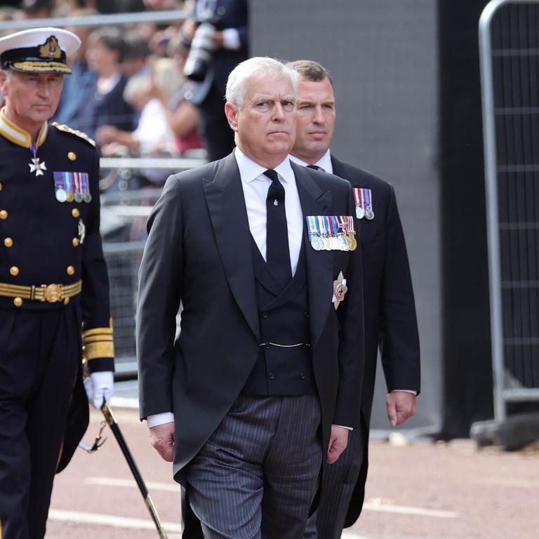 Prince Andrew, Duke of York, did not wear military uniform but did sport his medals (Photo by Chris Jackson/Getty Images)