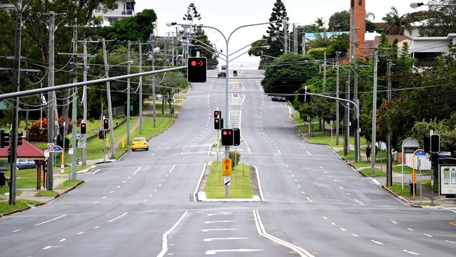 An empty Logan Road in the suburb of Greenslopes. Picture: Dan Peled