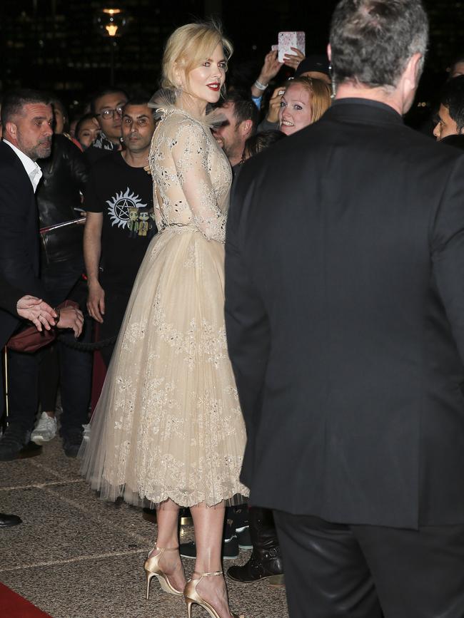 The 50-year-old fashionista stopped for selfies with fans at the premiere. Picture: Dylan Robinson