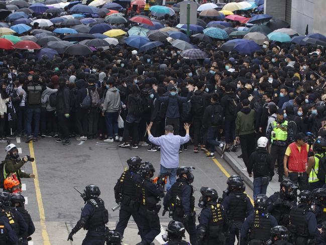 Hong Kong has been wracked by often violent anti-government protests since June, although they have diminished considerably in scale. Picture: AP Photo/Ng Han Guan