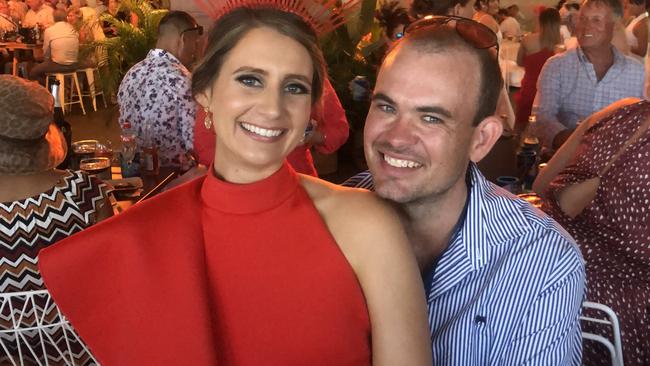 Chopper crash victim Chris ‘Willow’ Wilson with his wife Danielle. Picture: Supplied.