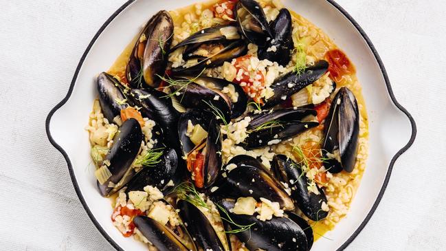 Zesty: mussels with fregola, tomatoes and fennel. Picture: Nikki To