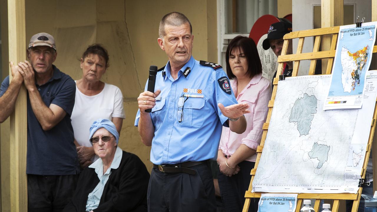 TFS regional chief Ian Bounds during a community meeting at Fingal. Picture: CHRIS KIDD