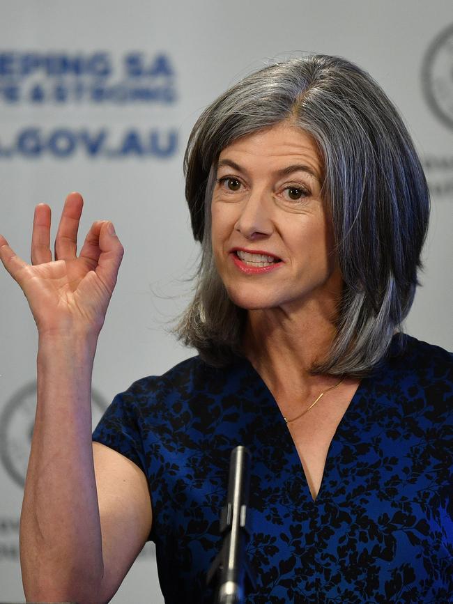 South Australian chief public health officer, Dr Nicola Spurrier speaks to the media. Picture: AAP Image/David Mariuz