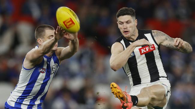 Kane also ticked off a contentious decision to allow Jack Crisp’s second-quarter goal (pictured), which Bailey Scott claimed he had touched. Picture: Michael Klein