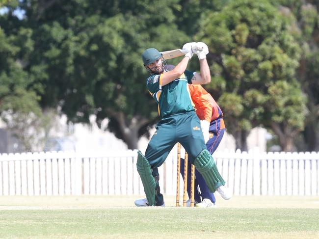 Runaway Bay vs. Helensvale at Sam Loxton Oval in round 3 for the Gold Coast Cricket Premier First Grade.Jack Baird.21 October 2023 Runawaay Bay Picture by Richard Gosling