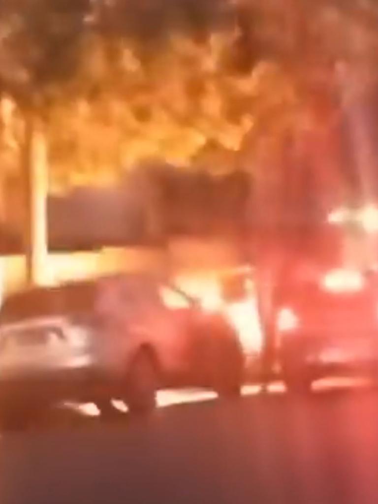 Police are investigating after a video emerged of a car being set alight and exploding in St Kilda East on Thursday night. Picture: X