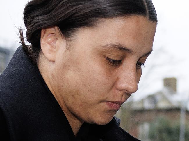 KINGSTON UPON THAMES, ENGLAND - FEBRUARY 07: Australian footballer Sam Kerr arrives at Kingston-Upon-Thames Crown Court on February 07, 2025 in Kingston upon Thames, England. The Matildas star, who also plays professionally for Chelsea in the Women's Super League, is facing charges of "racially aggravated harassment" of a police officer related to an incident in Twickenham on January 30, 2023.  (Photo by Dan Kitwood/Getty Images)