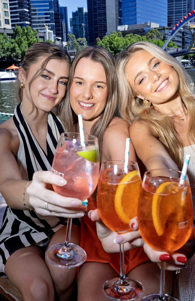 Ava Willington, Sienna Rawlins and Ella Mauser ring in the new year at Afloat. Picture: David Geraghty