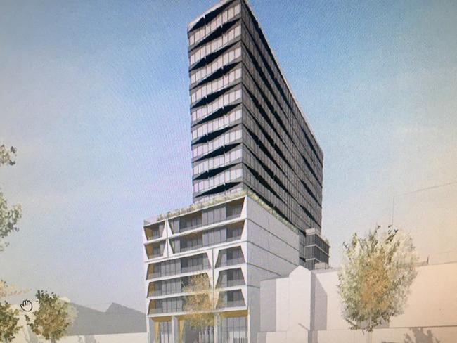 The exterior of the revised plans for a 17-storey hotel is similar to the original apartments plan (below) at 488 La Trobe St, Melbourne. Pic: Spacious Property Development Group