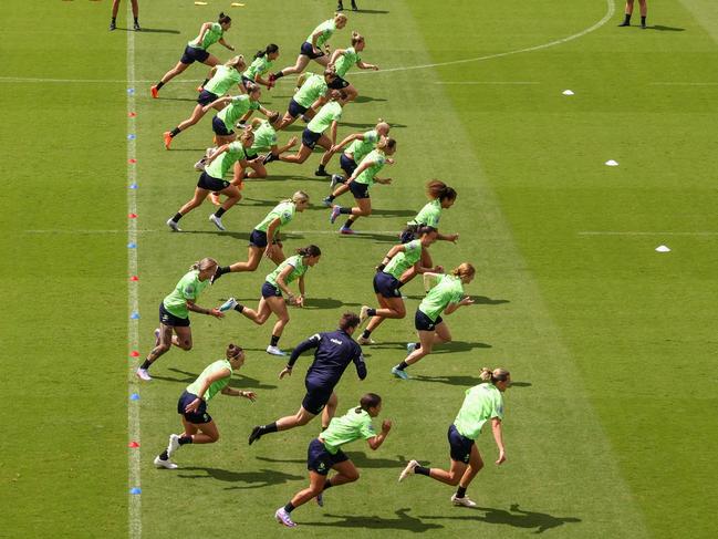 The Matildas have touched down in Sydney ahead of the Cup of Nations. Picture: Jenny Evans/Getty Images