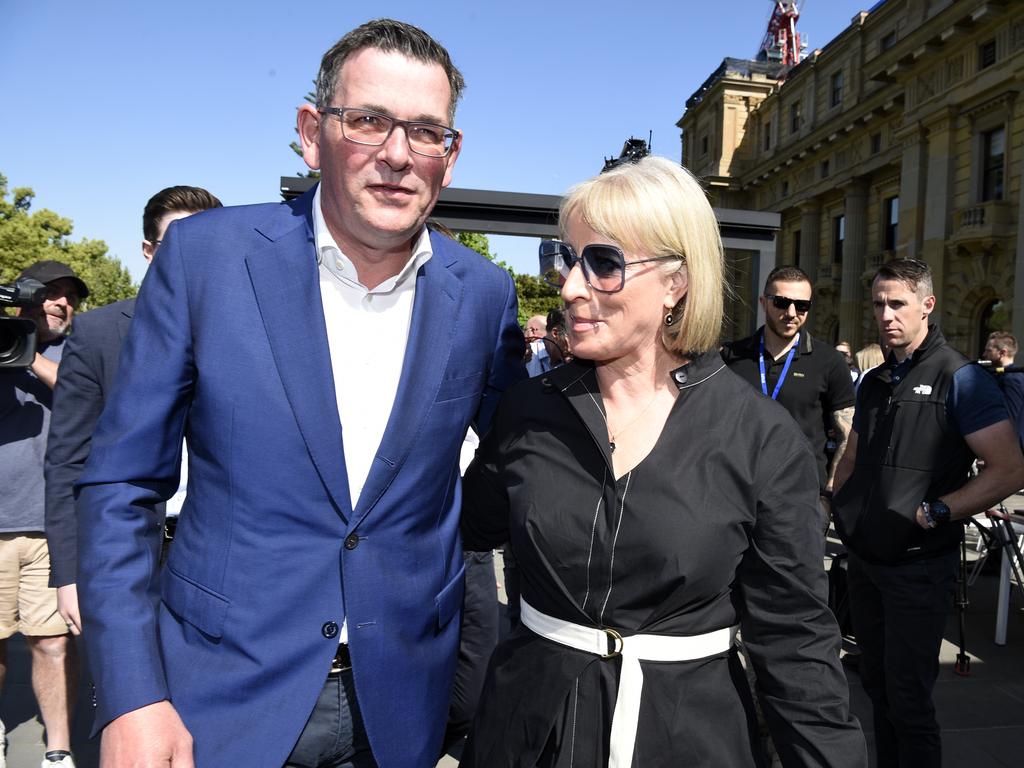 Daniel Andrews with his wife Catherine. Picture: Andrew Henshaw