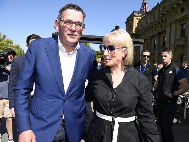 Daniel Andrews with his wife Catherine. Picture: Andrew Henshaw