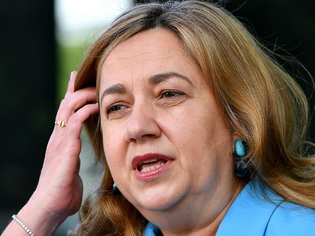 BRISBANE, AUSTRALIA - NewsWire Photos MAY 3, 2022:  Premier Annastacia Palaszczuk stops to talk to the media prior to Cabinet. Picture: NCA NewsWire / John Gass