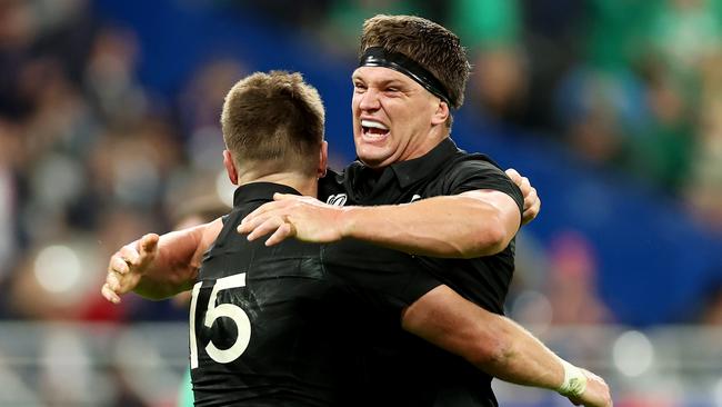 Beauden Barrett and Scott Barrett of New Zealand celebrate. Photo by Chris Hyde/Getty Images.