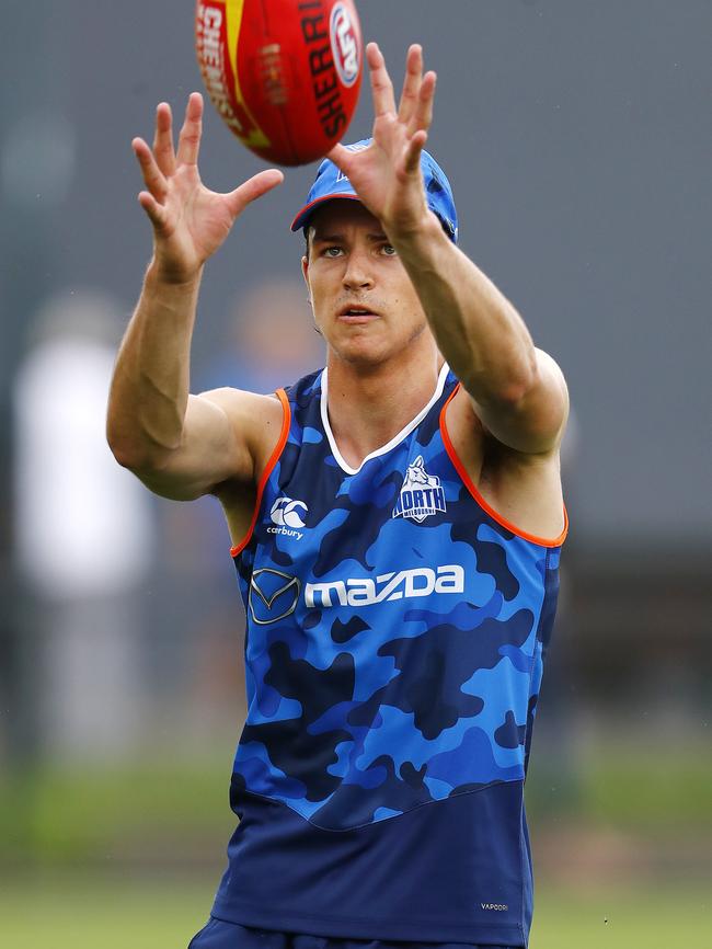 Luke Davies-Uniacke at North Melbourne training. Picture: Michael Klein