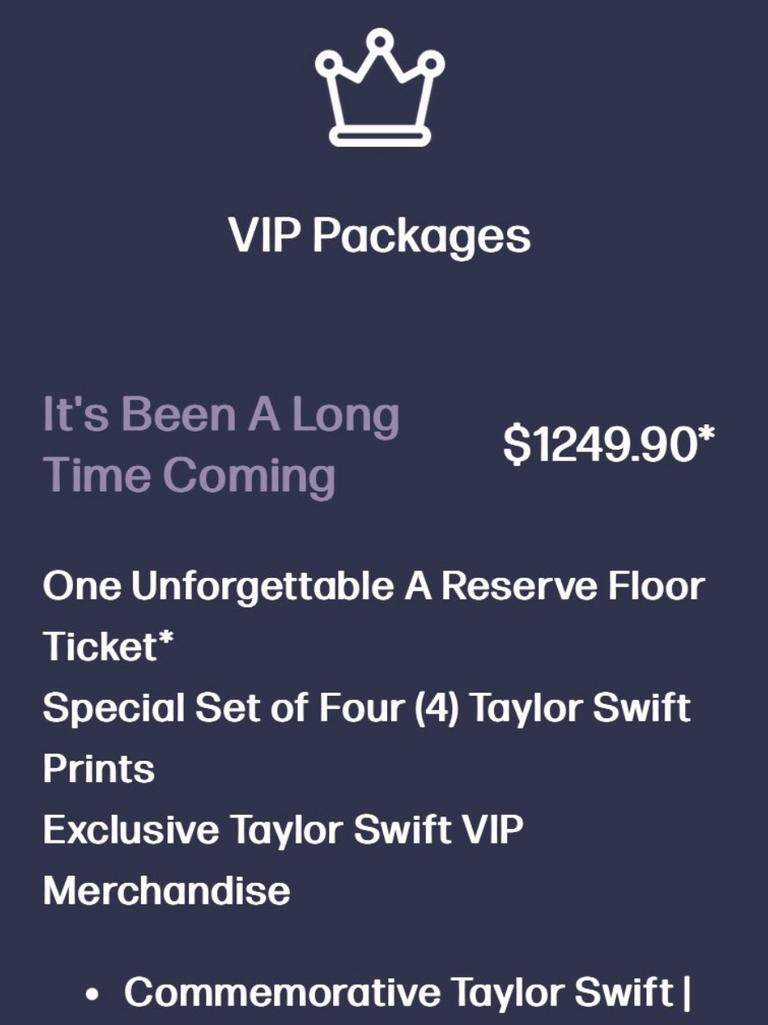 australia eras tour price