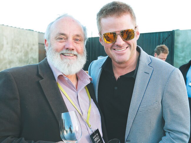 Bill Lark of Lark Distillery with Heston Blumenthal. Bill's whiskey will be on the menu at Fat Duck Restaurant in Melbourne when it opens. Restaurant Australia event in Hobart.