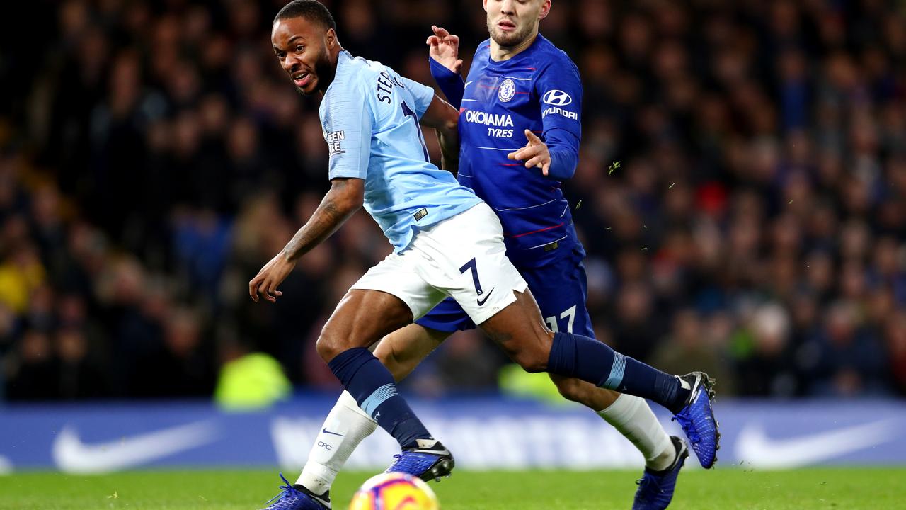 Raheem Sterling in action for Manchester City against Chelsea at the weekend. 