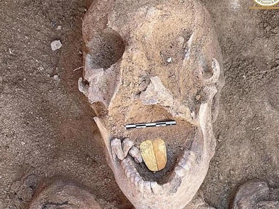 This ancient Egyptian man was buried with a golden tongue. Picture: Egypt Ministry of Tourism and Antiques
