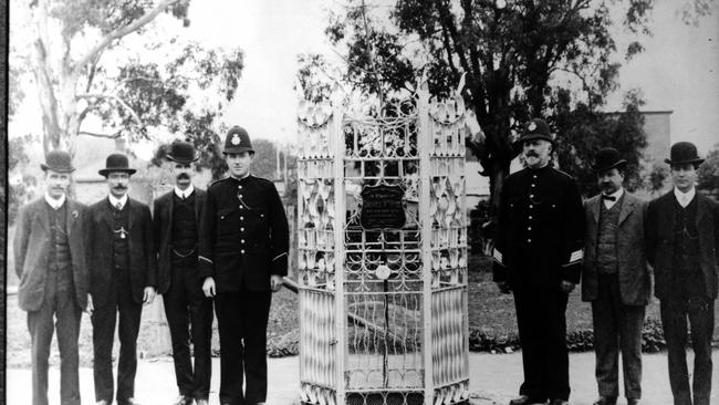 Unveiling of the memorial tree to Constable William Hyde. Picture: SA Police Historical Society