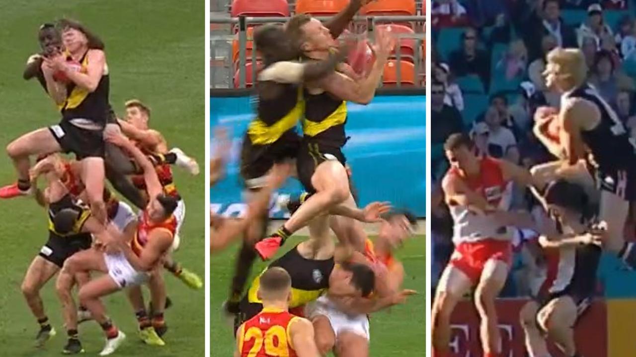 Jack Riewoldt took a remarkable Mark of the Year contender, reminding footy fans of his cousin Nick's famous grab.