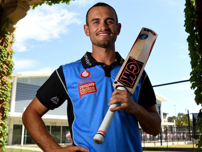 Strikers batsman Jake Weatherald set up pick for BBL Super Coach promo.. Picture: Tricia Watkinson