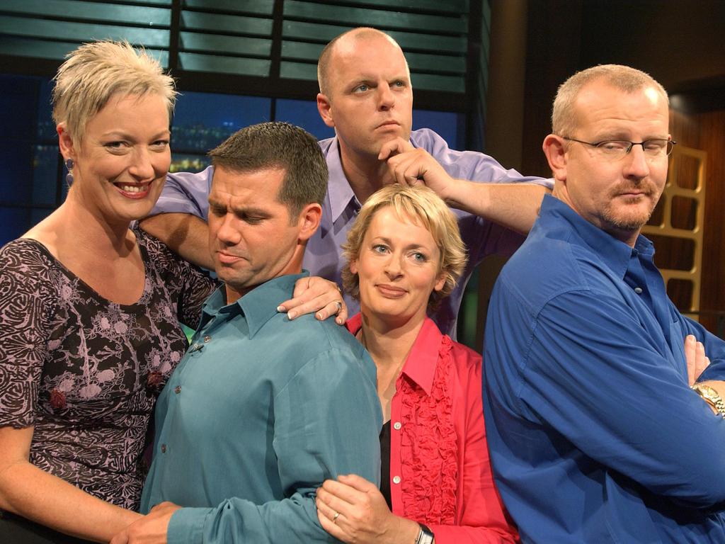 TV and radio presenter Tracy Bartram with Matt Tilley, Greg Fleet, Amanda Keller and Peter Berner from TV show 