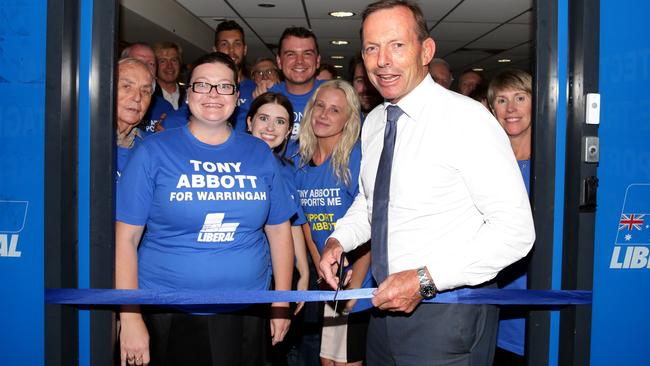 Tony Abbott launches a campaign office in the seat of Warringah. Picture Jonathan Ng 