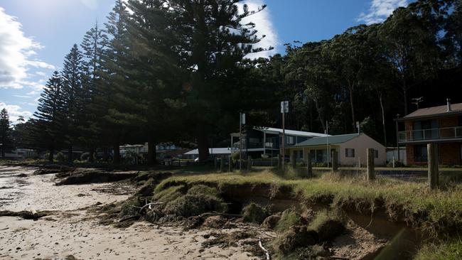 Erosion at Long Beach near Batemans Bay after a week of storm events. Picture: Nathan Schmidt