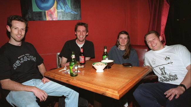 Tim Holly, Craig Kilburn, Bobby Rusic and Scott Harwood kick back.