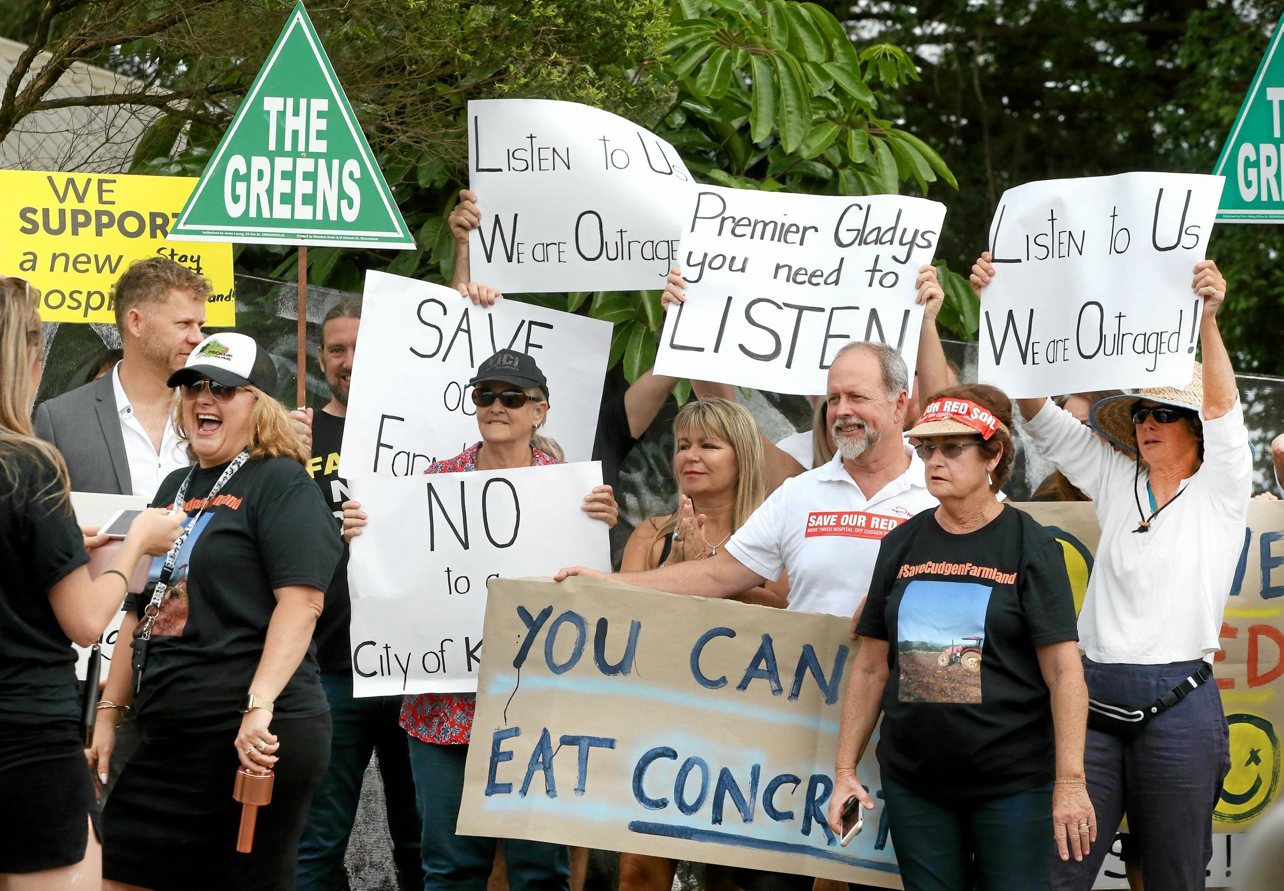 protest outside the site of the new Tweed Valley Hospital at Cudgen. Photo Scott Powick. Picture: Scott Powick