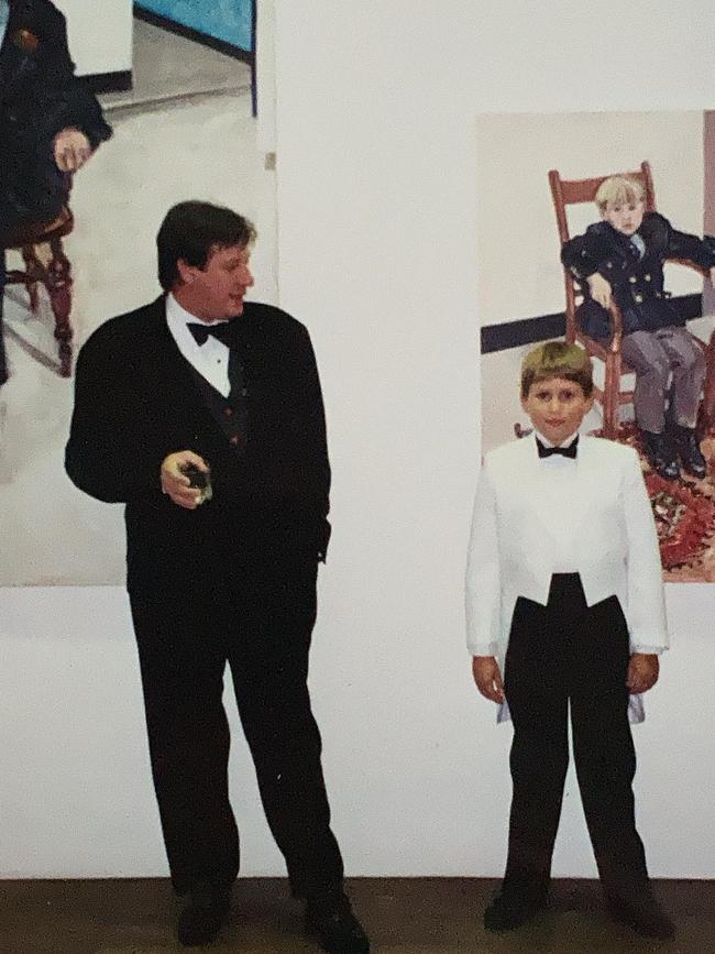 Evan Hughes and his late father, art dealer Ray Hughes. Picture: Evan Hughes