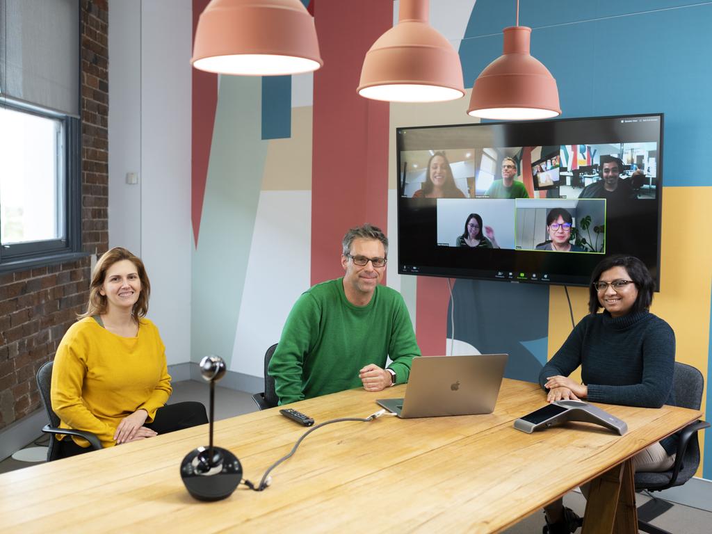 Longtail UX’s Clara Braunger, Andreas Dzumla and Shri Yalsangi do not need to be in the same room as their colleagues to get work done. Picture: Darren Leigh Roberts