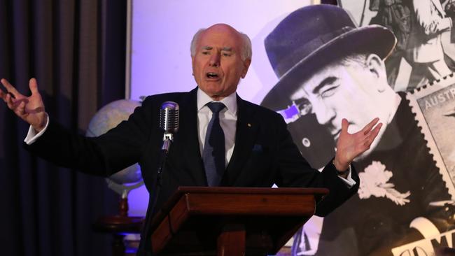 John Howard speaks at a dinner marking the 75th anniversary of Menzies’ ‘the forgotten people’ speech. Picture: Ray Strange