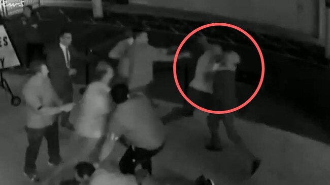 A CCTV still showing Gerard James Brady inflicting a one-punch attack on Michael Gibb.