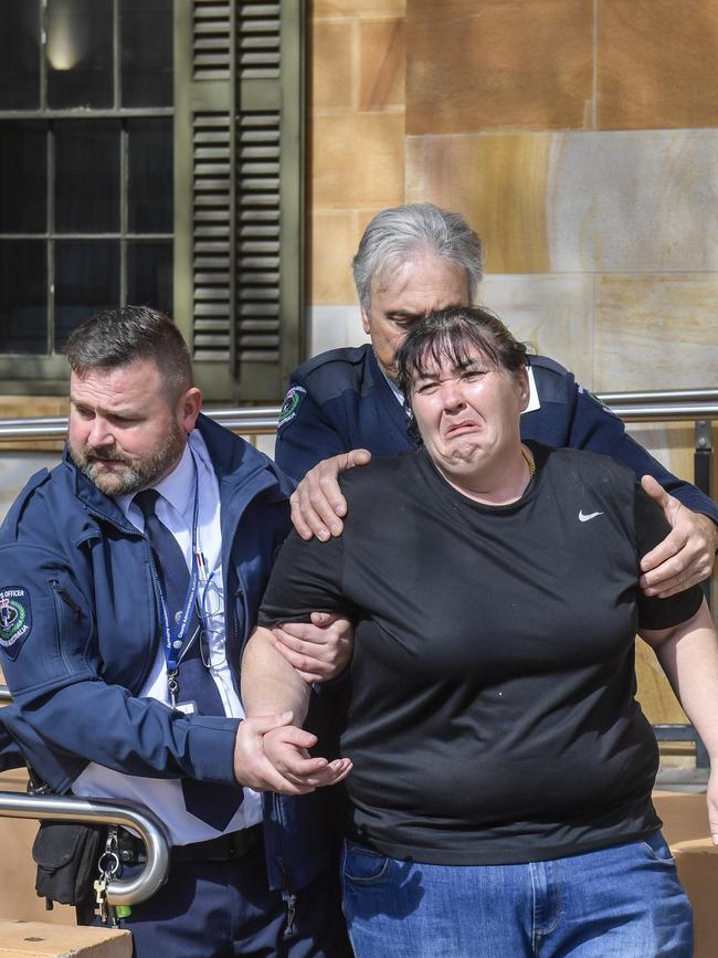 Jordan Dodd’s mother help from Adelaide Magistrates Court by staff. Picture: Roy VanDerVegt