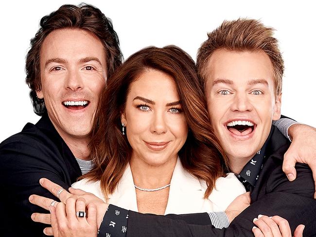 Tim Blackwell, Kate Ritchie and Joel Creasey for the Kate, Tim and Marty show on Nova radio. Picture: Supplied