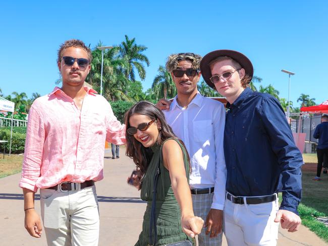 Caleb Wetherall, Taleisha Ah Mat, Aaron Stokes and Hayden Coulton at the 2021 Great Northern Darwin Cup. Picture: Glenn Campbell