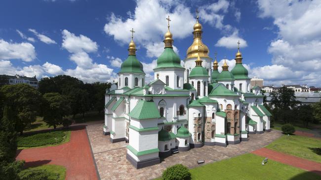 St Sophia Cathedral in Kyiv, which is about 400 years older than Moscow’s St Basil’s Cathedral.